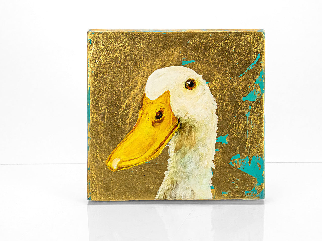 Tafelbild Ente auf Gold