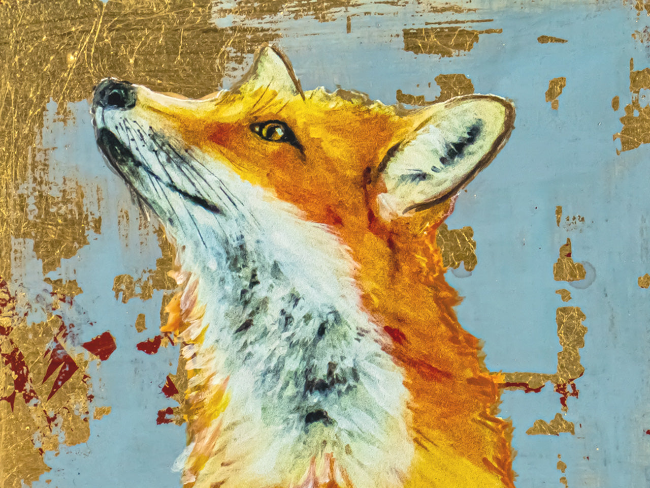 Tafelbild Fuchs auf Gold Motiv 1