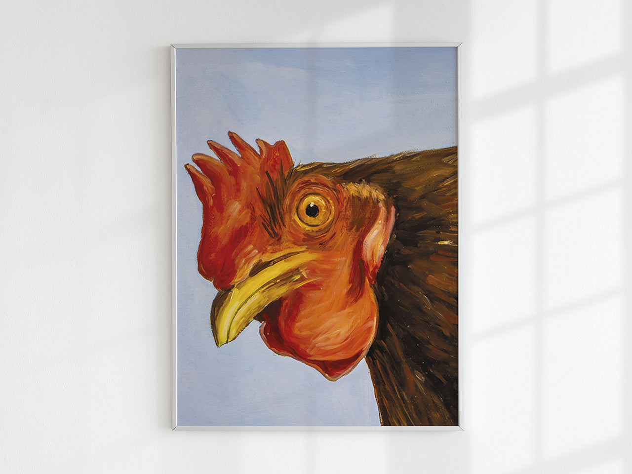 Huhn auf Blau