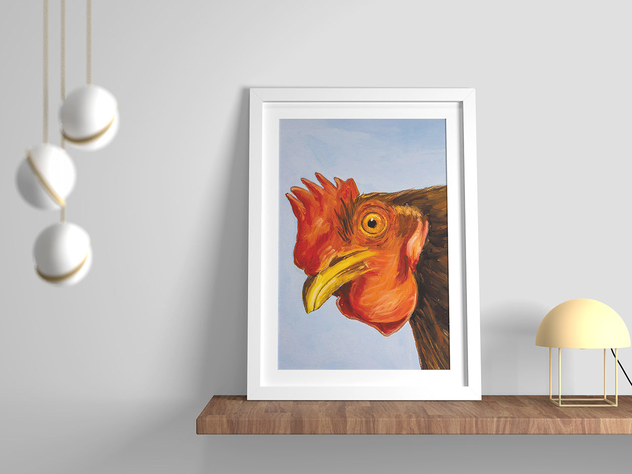 Huhn auf Blau