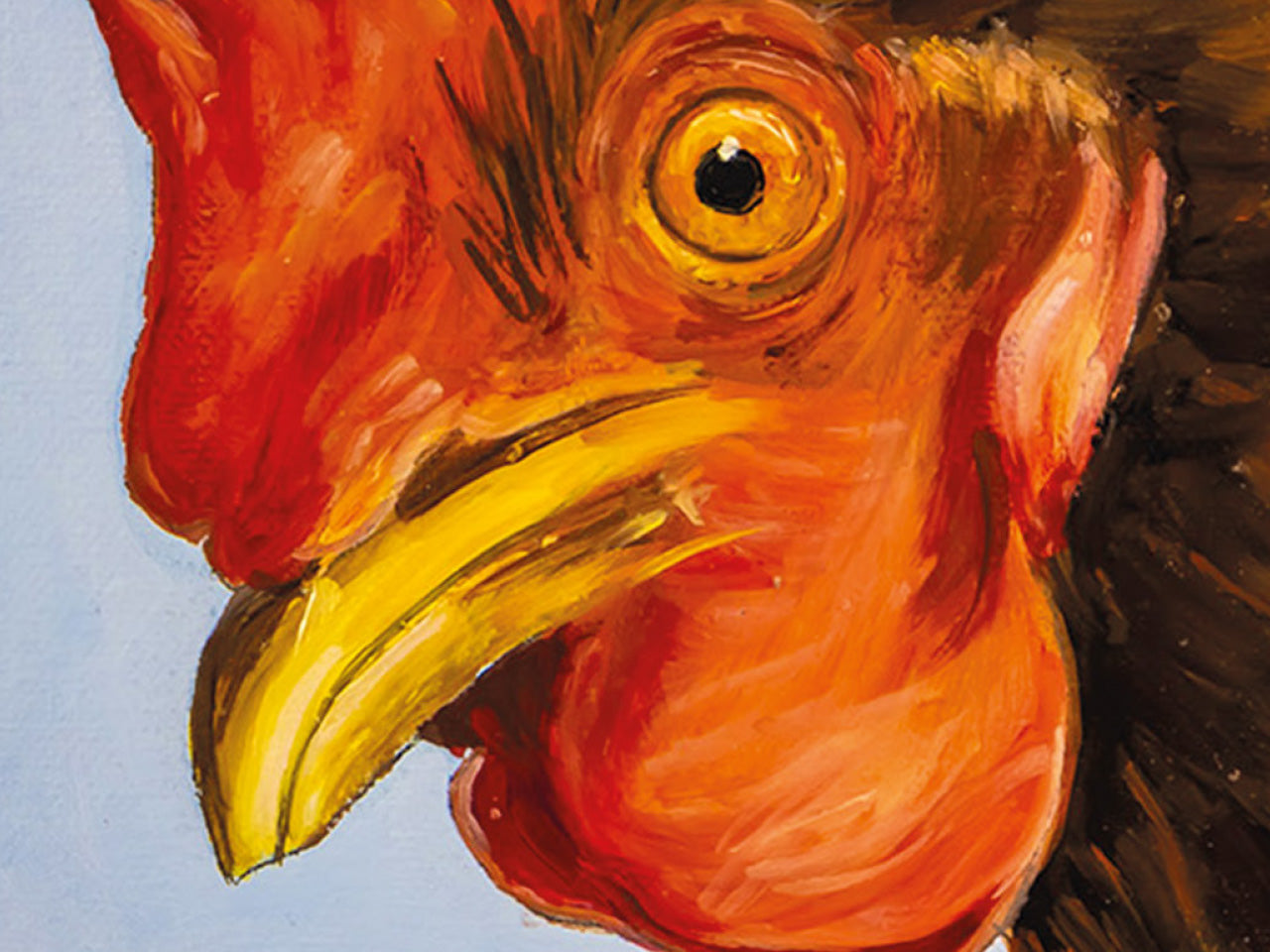 Huhn auf Blau