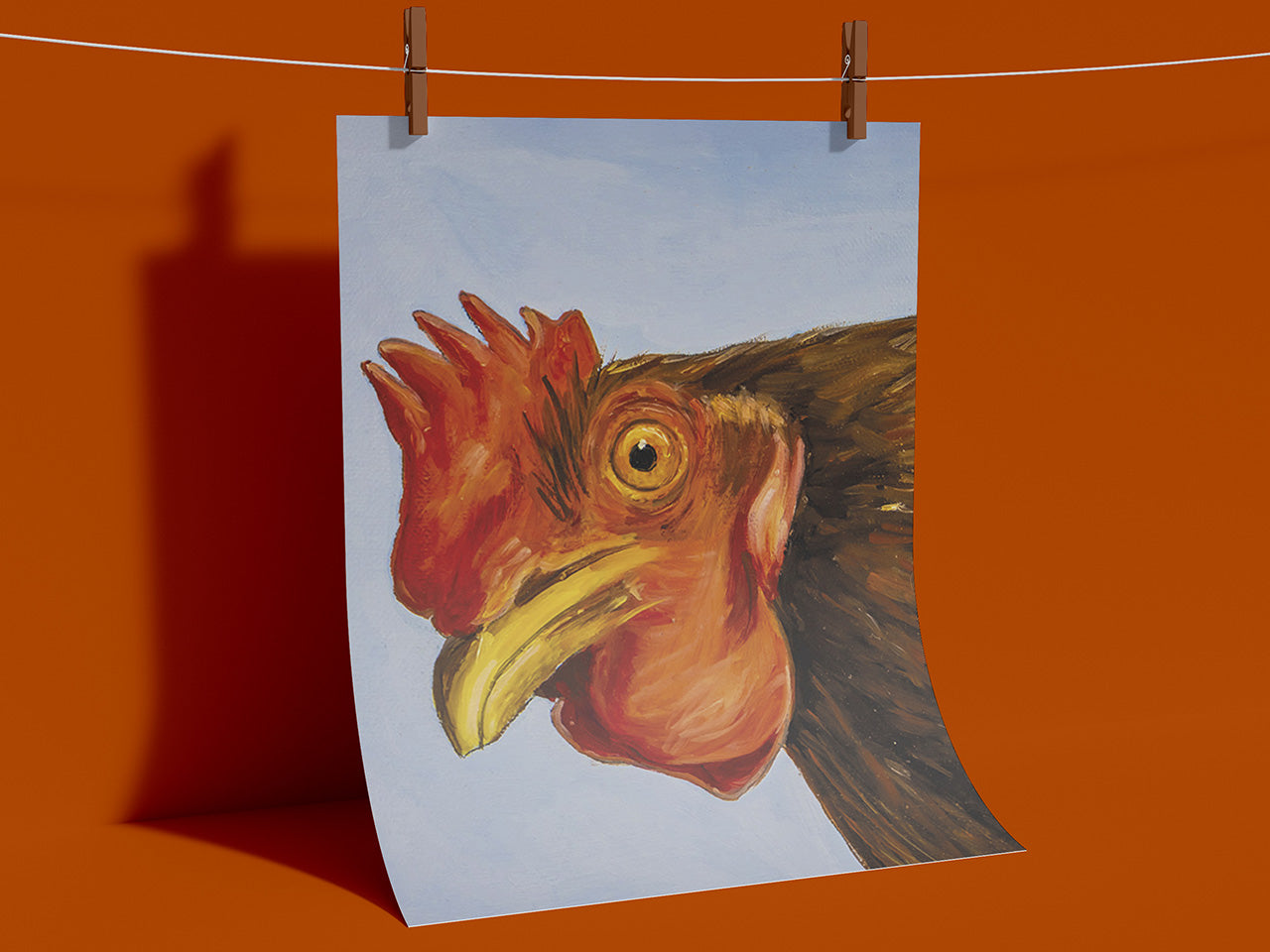 Huhn auf Blau