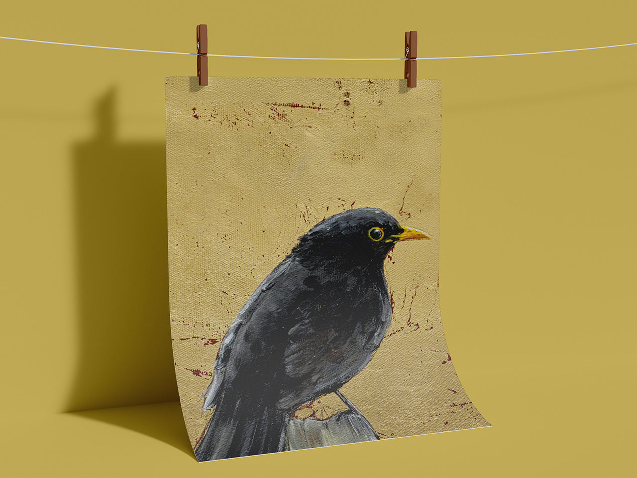 Amsel auf Gold