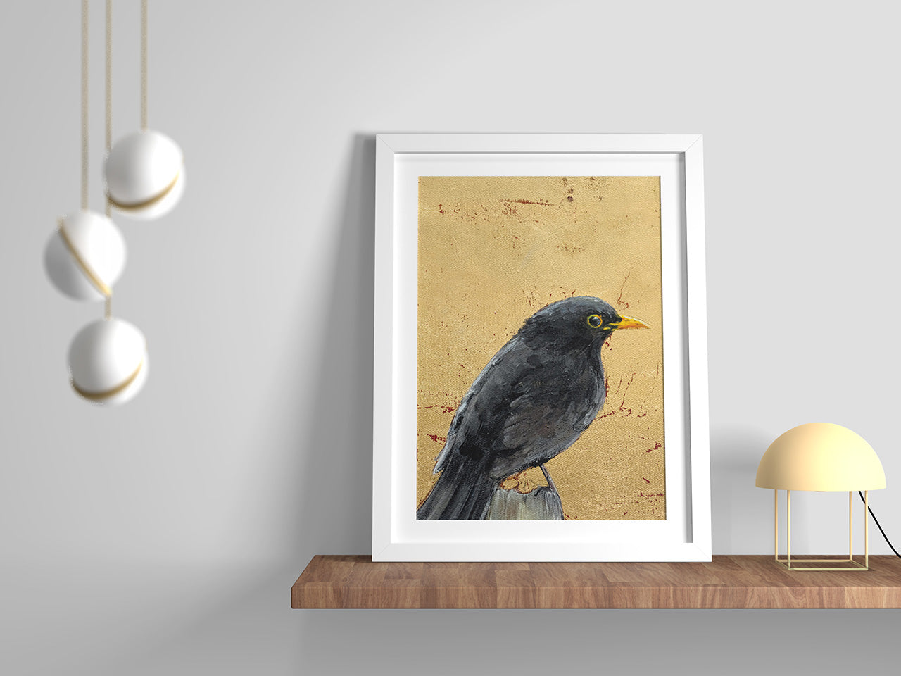 Amsel auf Gold
