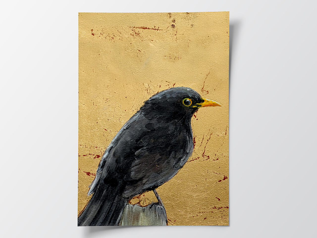 Amsel auf Gold