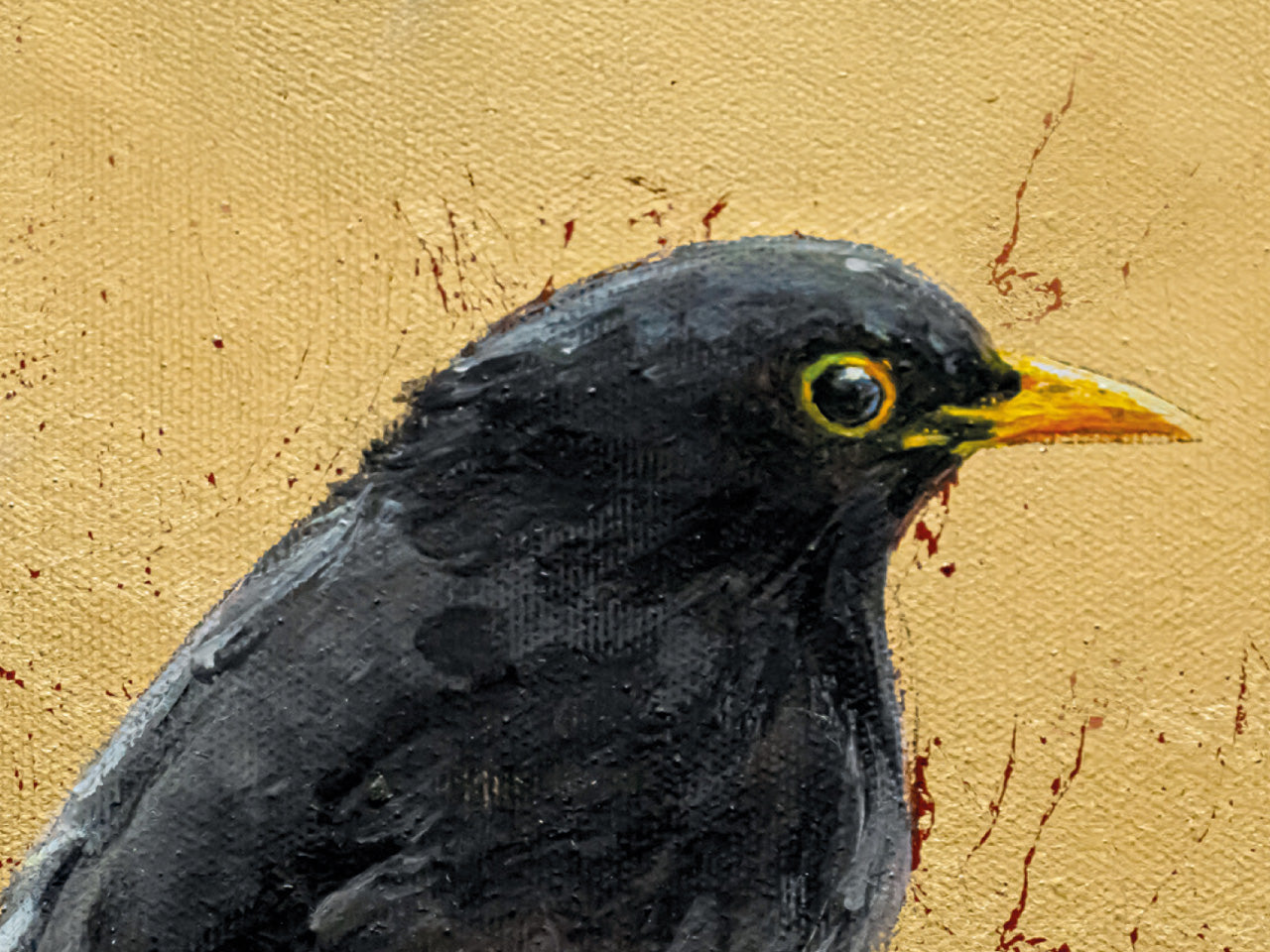 Amsel auf Gold