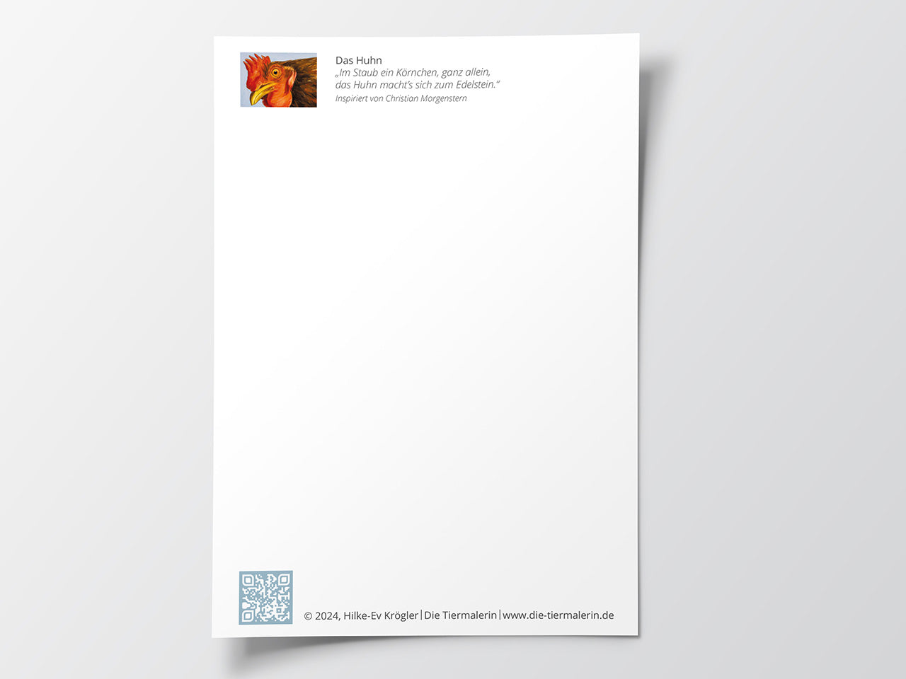 Postkarte Huhn auf Blau